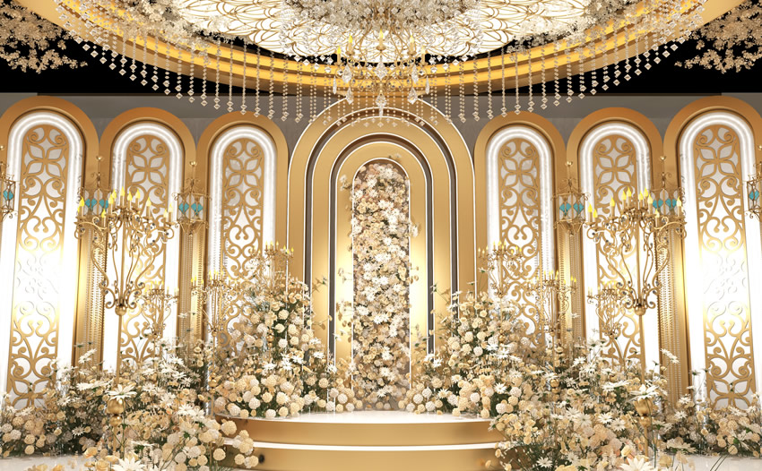 海东香槟色调婚礼堂效果展示